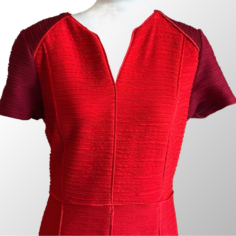 Anthropologie Maeve Dress Women’s 14 Red Eunoia Colorblock Ribbed Pencil Dress - Picture 2 of 10